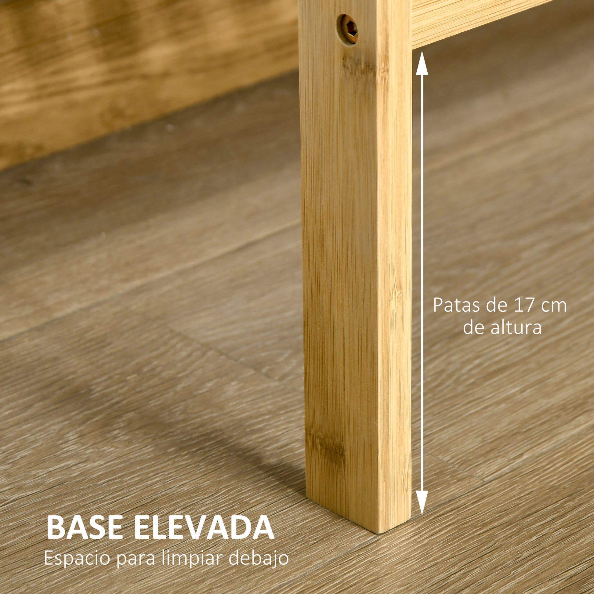 3-Tier Bamboo Shelf Modern Freestanding Storage Shelf for Bathroom Kitchen Living Room Bedroom Anti-tip 62x33x80 cm Natural Wood