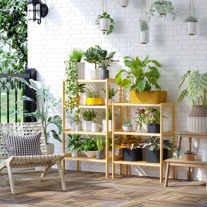 3-Tier Bamboo Shelf Modern Freestanding Storage Shelf for Bathroom Kitchen Living Room Bedroom Anti-tip 62x33x80 cm Natural Wood