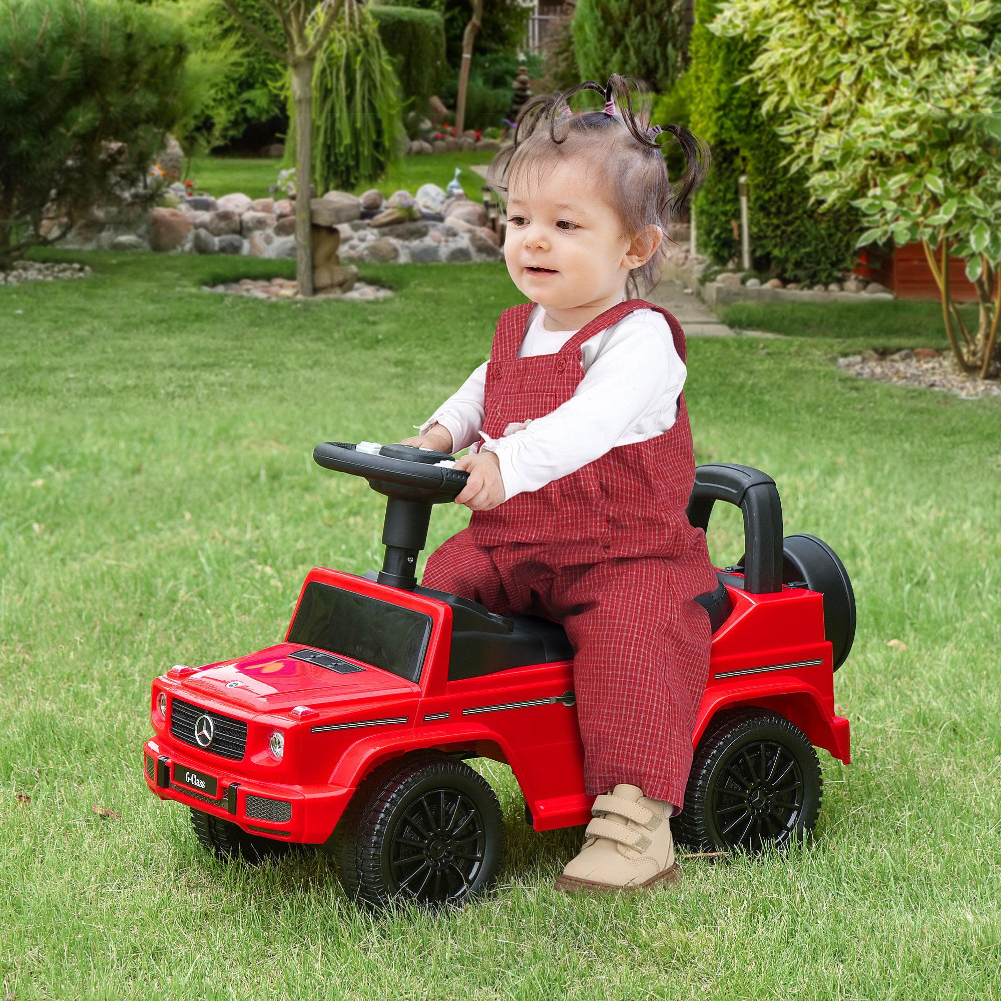 Kids Ride-On Truck Mercedes Benz Licensed Push Vehicle 12-36 Months Trunk Horn Headlights Red