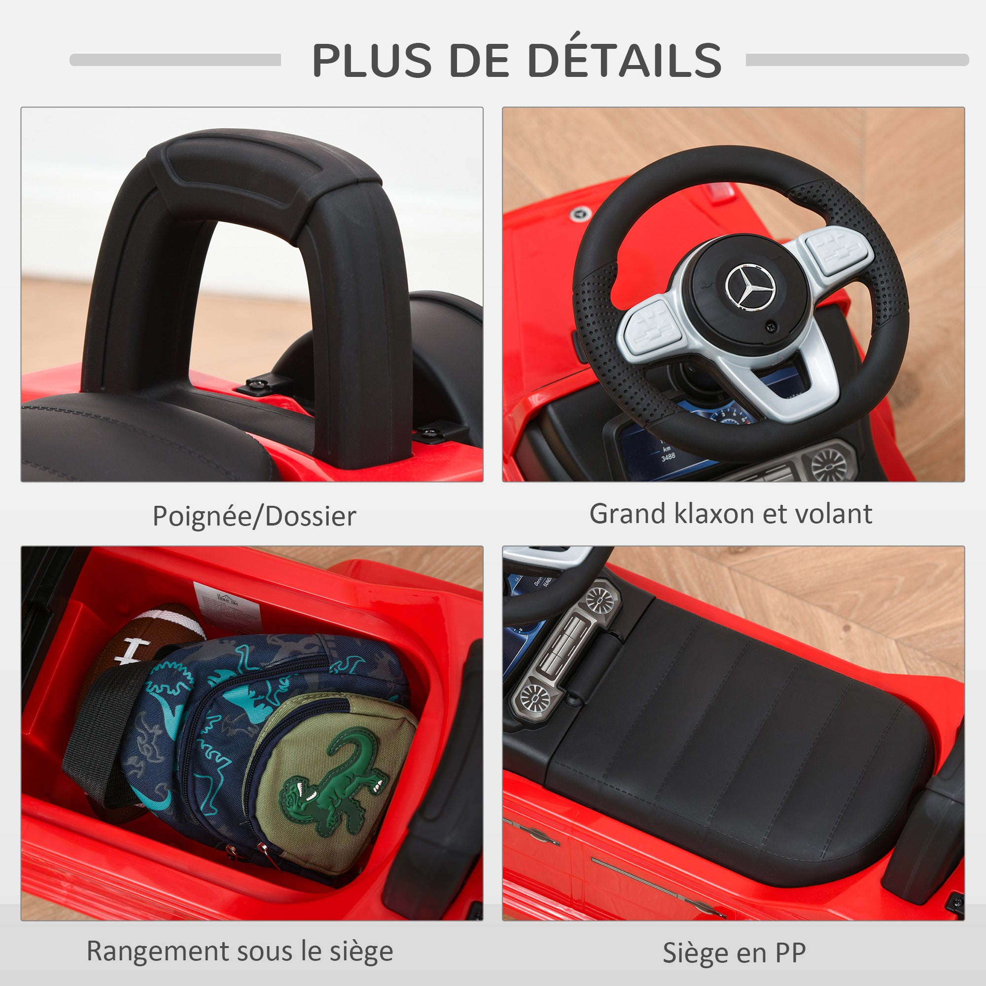 Kids Ride-On Truck Mercedes Benz Licensed Push Vehicle 12-36 Months Trunk Horn Headlights Red