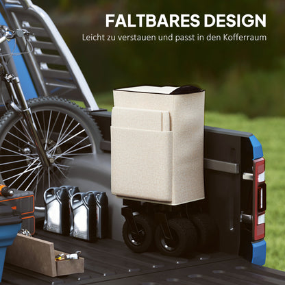 Garden Cart 100 kg Capacity, Foldable Transport Wagon with Removable Tarpaulin, Handle, Wheels, Wagon Cart Handcart Garden Cart 138 Liters, Utility Cart for Home, Garden Beige