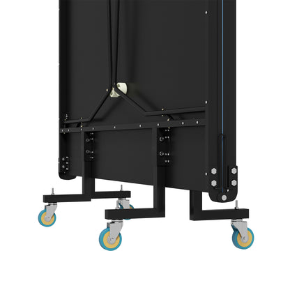 SPORTNOW Table Tennis Table, Folding Table Tennis with Net, Wheels, 2 Table Tennis Rackets, and 3 Balls, Steel, Black, 274 x 152.5 x 76 cm