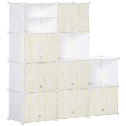 Modular Plastic Shoe Box Storage with 12 Cubes Shoe Organizer for Entryway Hallway Bedroom 125x32x125 cm White and Natural