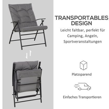 Camping Chair Foldable Garden Chair with Metal Frame, Adjustable Backrest, Folding Chair, Recliner for Pool, Beach, Oxford, Grey