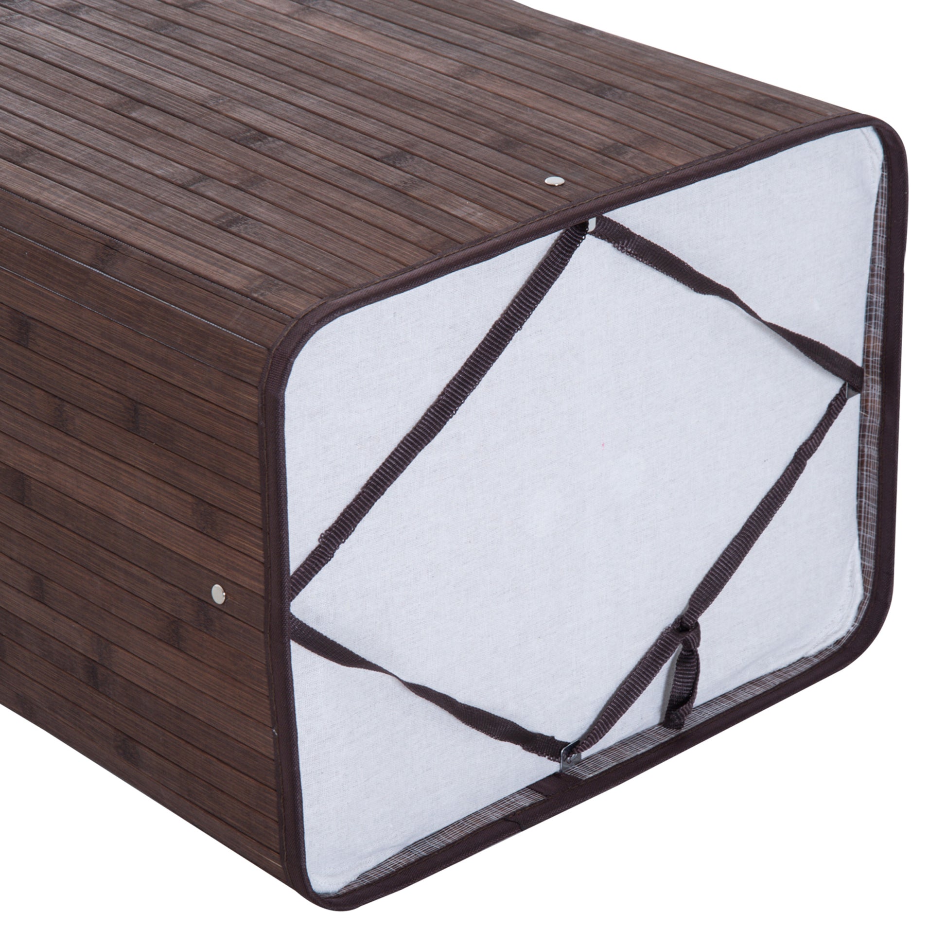 Bamboo Foldable Laundry Hamper with Lid, Handles, and Removable Bag for Bathroom 40x30x60 cm Brown