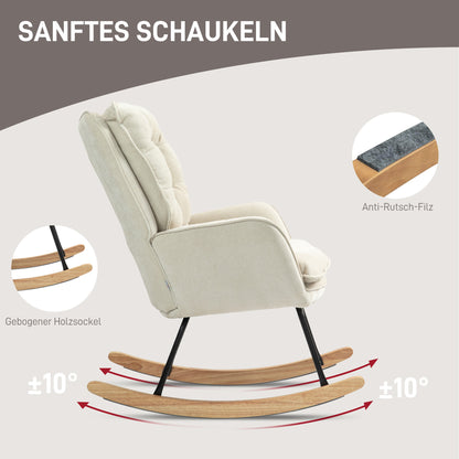 Rocking Chair Rocker Armchair, Nursing Chair with Chenille Look, Rocking Chair up to 120 kg Capacity for Bedroom, Living Room, Beige