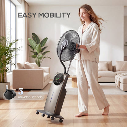 3‑in‑1 Misting Pedestal Fan, 90W, 54.3" Height, 70° Oscillation, 3 Speeds, 3 Modes, Negative Ion, Anti‑Mosquito, 3.1L Tank, Remote & 12H Timer