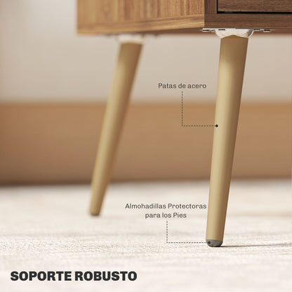 Coffee Table Low Table for Living Room with 2 Drawers and Steel Legs for Bedroom 100x50x41 cm Brown