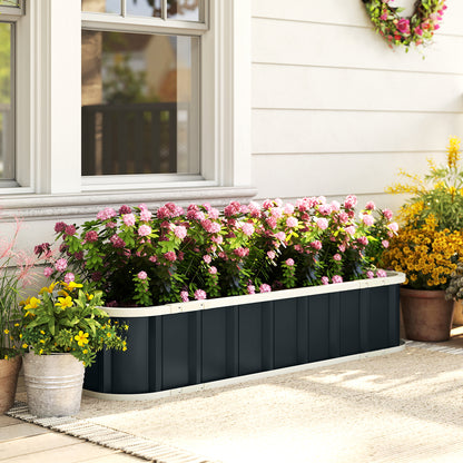 Raised Steel Garden Bed with Snap Locks, Folded-Edge Planter for Herbs, Flowers & Veggies — 53.5 x 20.5 x 12.2 in (136 x 52 x 31 cm)