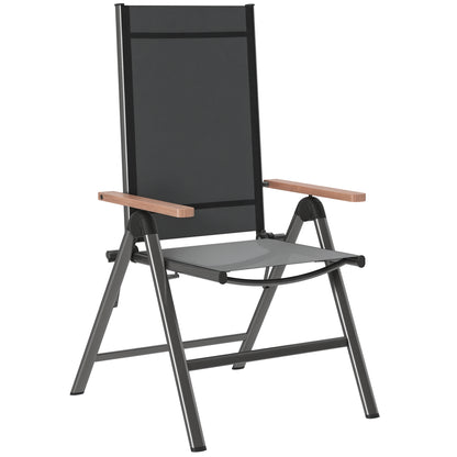 Steel Folding Garden Chair with Armrests, Foldable Balcony Chair Camping Chair 120kg Load Capacity High Backrest Terrace Chair for Garden, Balcony, 60 x 73 x 108cm Black