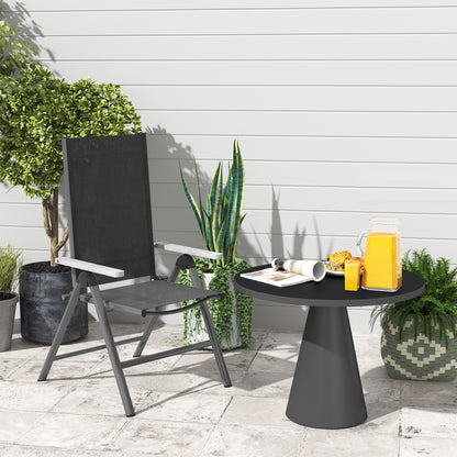 Steel Folding Garden Chair with Armrests, Foldable Balcony Chair Camping Chair 120kg Load Capacity High Backrest Terrace Chair for Garden, Balcony, 60 x 73 x 108cm Black