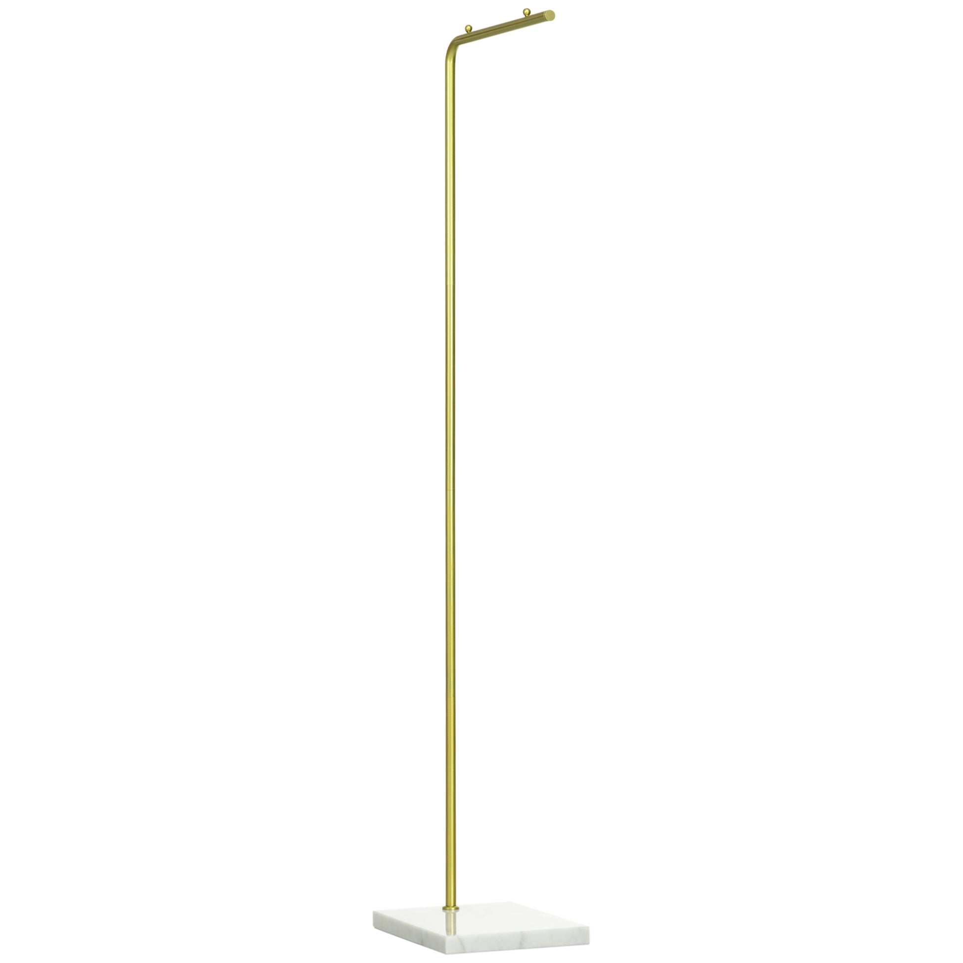 1.52m Clothes Rail with Metal Frame, Marble Base, Free Standing Coat Rack for Hats, Coats, and Bags, for Entryway, Bedroom, Hallway, Gold and White