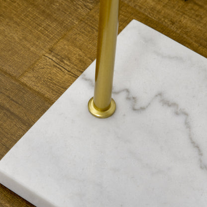 1.52m Clothes Rail with Metal Frame, Marble Base, Free Standing Coat Rack for Hats, Coats, and Bags, for Entryway, Bedroom, Hallway, Gold and White