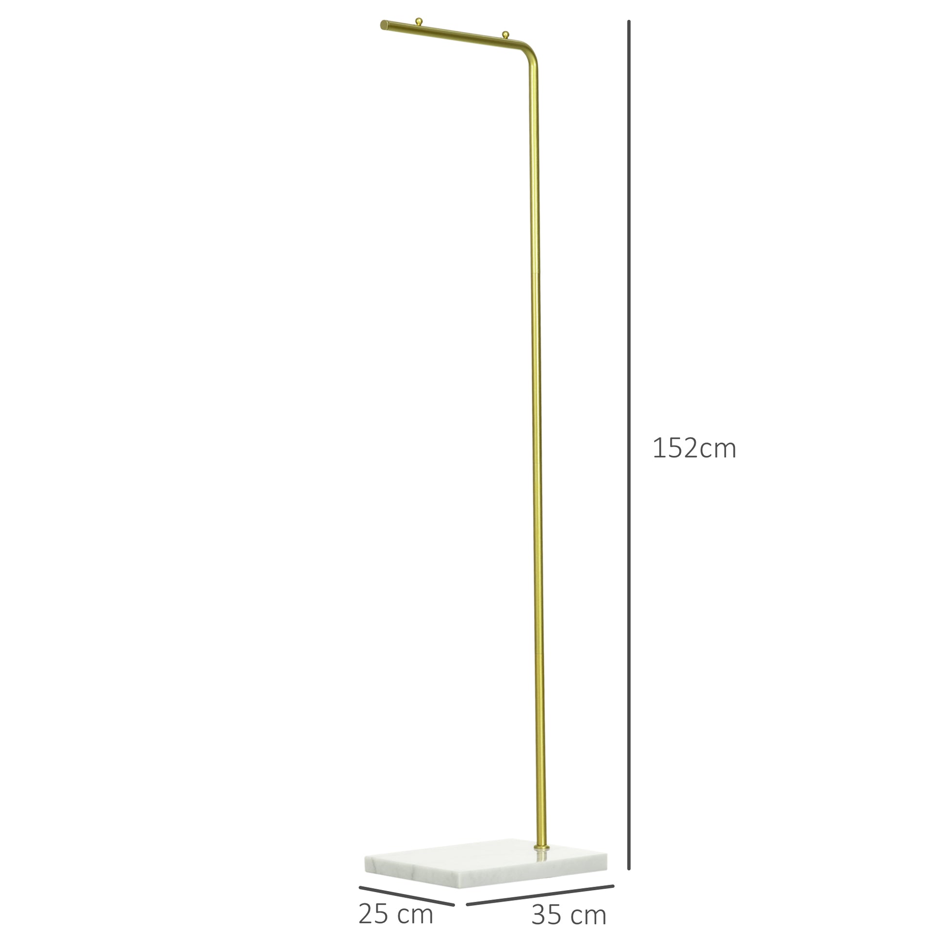 1.52m Clothes Rail with Metal Frame, Marble Base, Free Standing Coat Rack for Hats, Coats, and Bags, for Entryway, Bedroom, Hallway, Gold and White