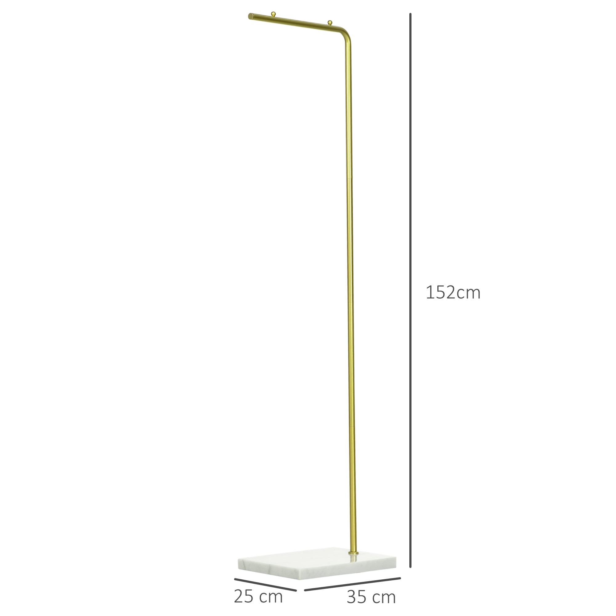 1.52m Clothes Rail with Metal Frame, Marble Base, Free Standing Coat Rack for Hats, Coats, and Bags, for Entryway, Bedroom, Hallway, Gold and White