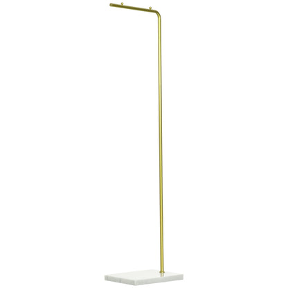 1.52m Clothes Rail with Metal Frame, Marble Base, Free Standing Coat Rack for Hats, Coats, and Bags, for Entryway, Bedroom, Hallway, Gold and White