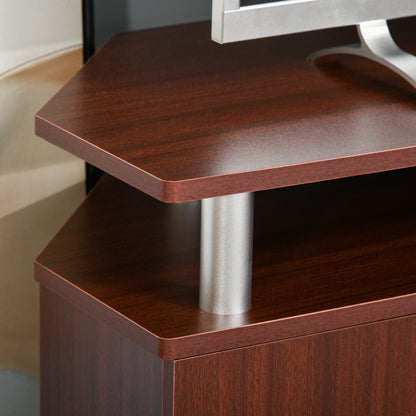 Classic TV Stand for Living Room with 2 Shelves and 2 Cabinets, in MDF and Stainless Steel, Brown, 120x39.5x52cm