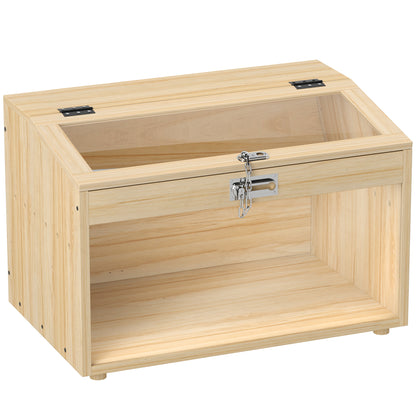 Wooden Hamster Cage, Mouse Cage with Openable Lid, Acrylic Window, and Ventilation Holes for Dwarf Hamsters and Gerbils, 55 x 35 x 35 cm, Natural Wood Effect