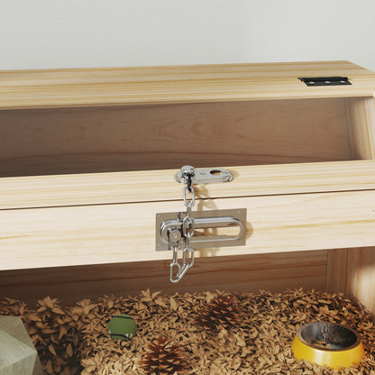 Wooden Hamster Cage, Mouse Cage with Openable Lid, Acrylic Window, and Ventilation Holes for Dwarf Hamsters and Gerbils, 55 x 35 x 35 cm, Natural Wood Effect