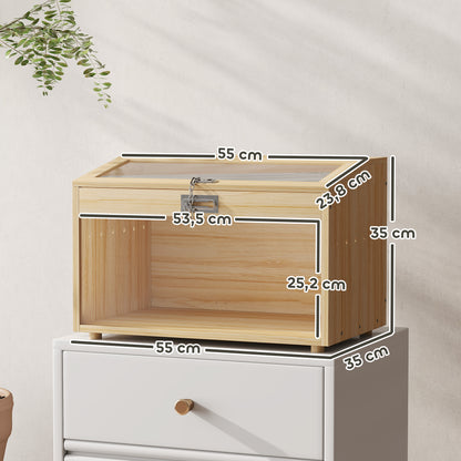 Wooden Hamster Cage, Mouse Cage with Openable Lid, Acrylic Window, and Ventilation Holes for Dwarf Hamsters and Gerbils, 55 x 35 x 35 cm, Natural Wood Effect