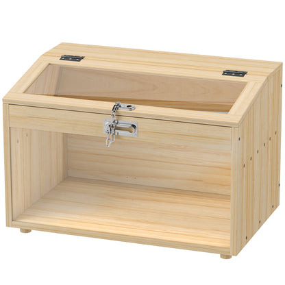 Wooden Hamster Cage, Mouse Cage with Openable Lid, Acrylic Window, and Ventilation Holes for Dwarf Hamsters and Gerbils, 55 x 35 x 35 cm, Natural Wood Effect