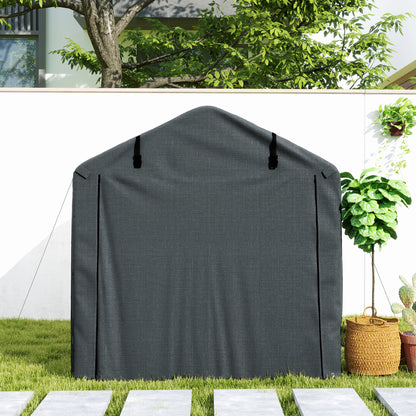 Garden Shelter 2 x 1.6 x 1.65m, Outdoor Bike Shelter with Galvanized Metal Frame, Waterproof and UV Resistant, Storage Tent for Bike, Motorcycle, Tools, Dark Gray