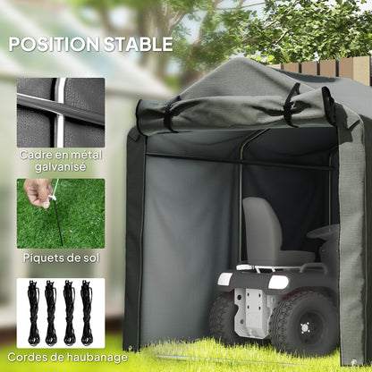 Garden Shelter 2 x 1.6 x 1.65m, Outdoor Bike Shelter with Galvanized Metal Frame, Waterproof and UV Resistant, Storage Tent for Bike, Motorcycle, Tools, Dark Gray