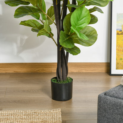Artificial Ficus 130cm for Indoors and Outdoors, Realistic Artificial Plant with 78 Leaves