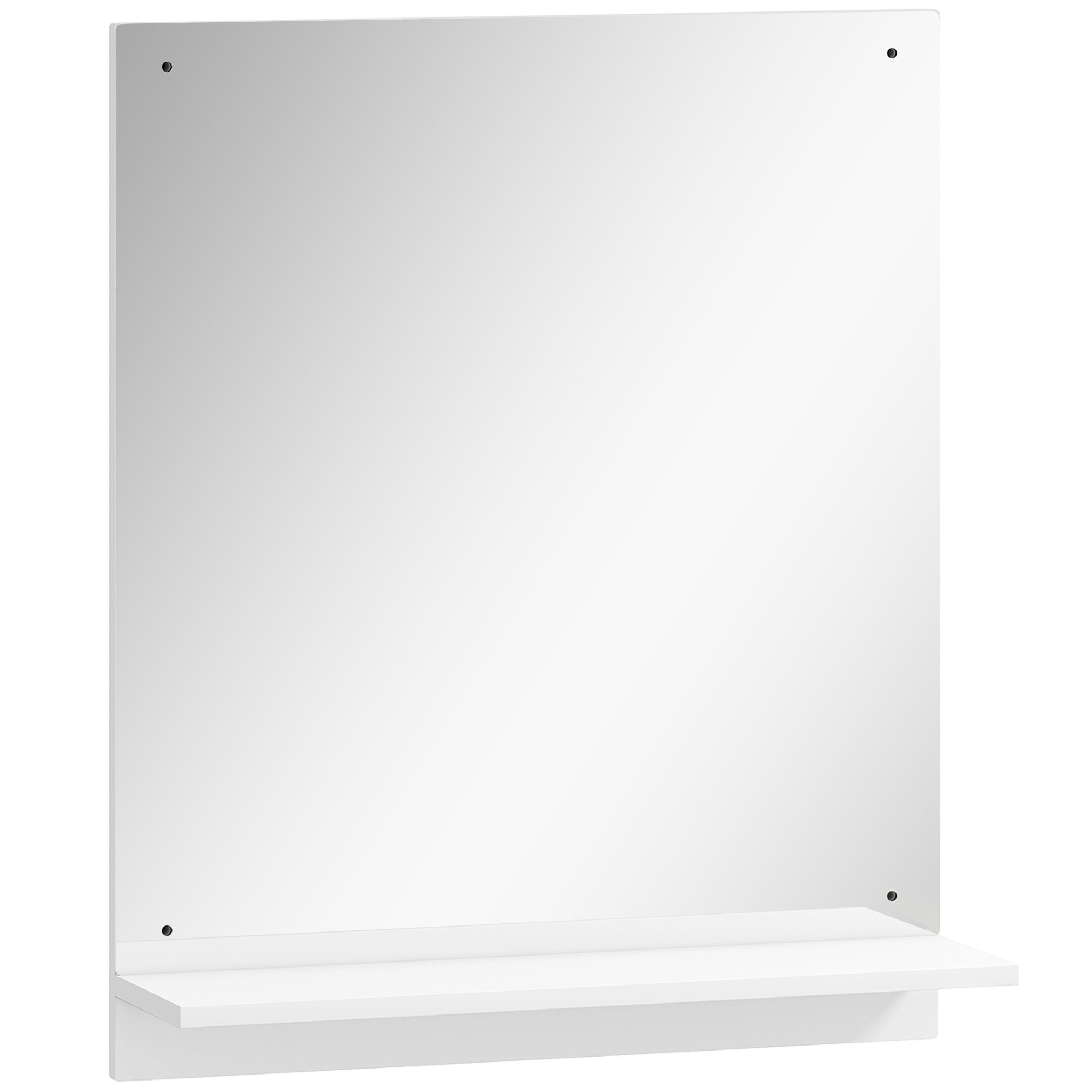 Wall Mirror with Shelf, 19.7 x 23.6 in (50 x 60 cm) — Modern Bathroom & Entryway Mirror, White