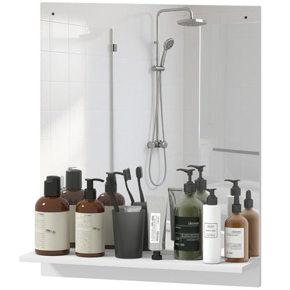 Wall Mirror with Shelf, 19.7 x 23.6 in (50 x 60 cm) — Modern Bathroom & Entryway Mirror, White