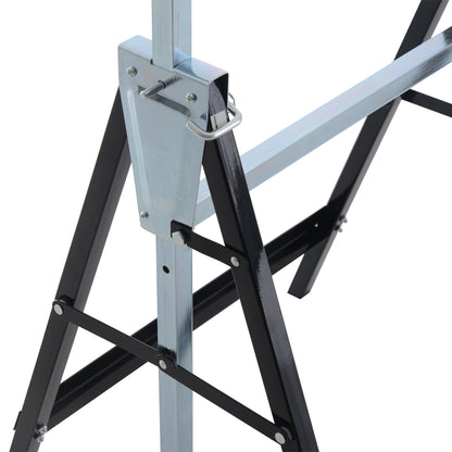 2 x Trestle Sawhorse Folding Trestle Adjustable up to 200kg Steel Black 68 x 58 x 80-130 cm