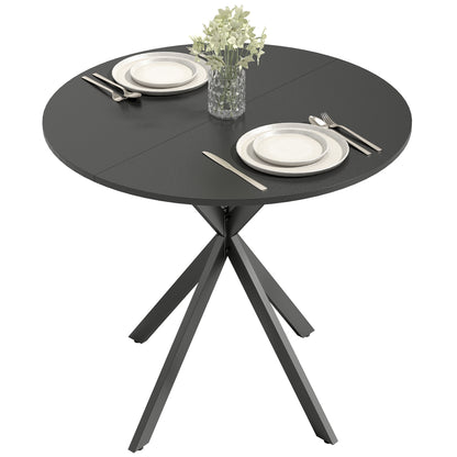 Round 31.5 in Industrial Dining Table with Steel X-Legs, 2-Person Kitchen Table, Black
