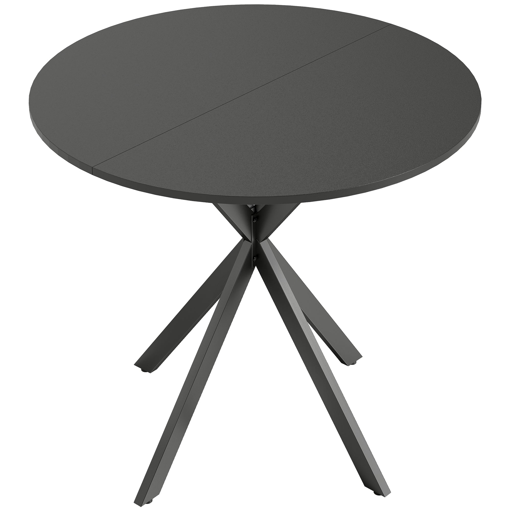 Round 31.5 in Industrial Dining Table with Steel X-Legs, 2-Person Kitchen Table, Black