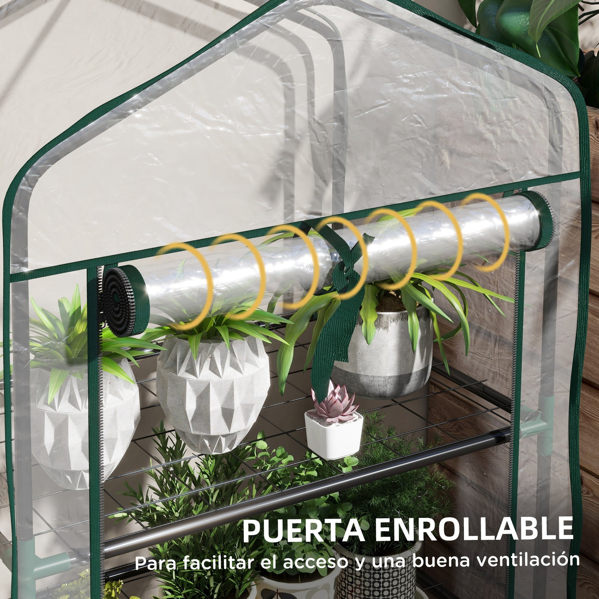 3-Tier Garden Greenhouse Terrace Greenhouse with 3 Shelves 1 Zippered Door for Plant Flower Vegetable Cultivation 59x39x127 cm Transparent