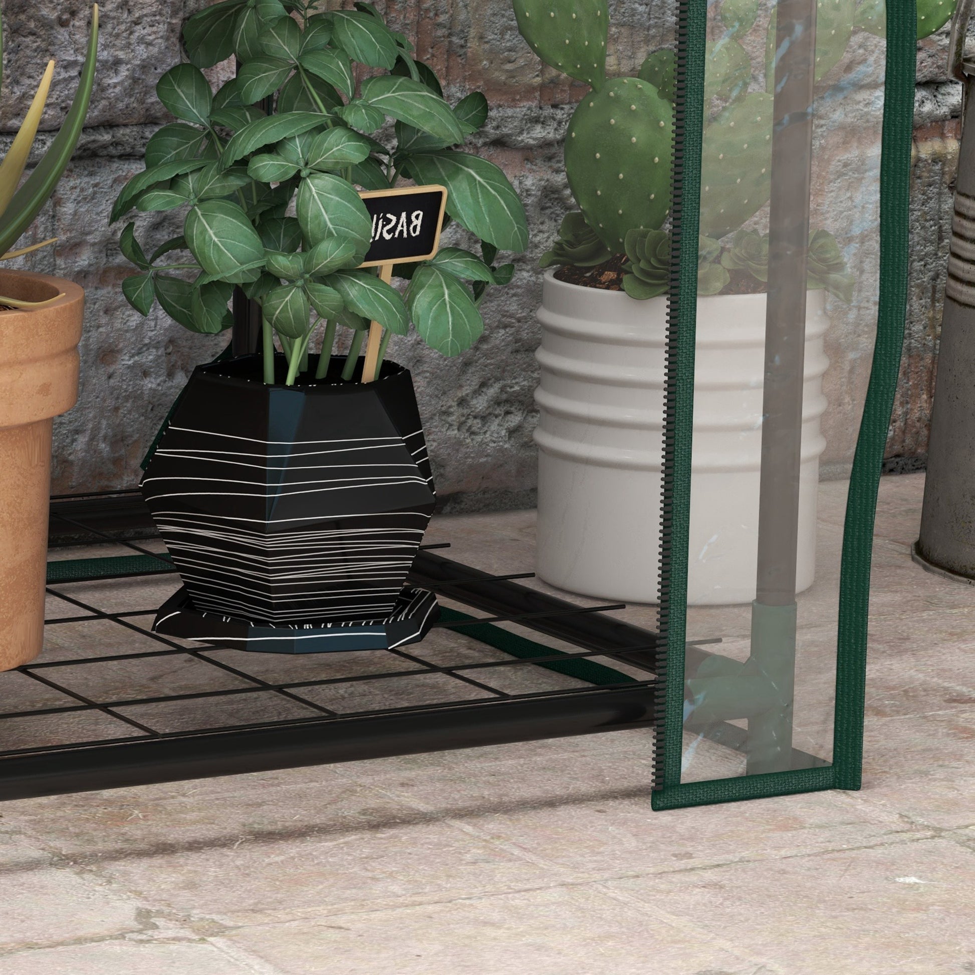 3-Tier Garden Greenhouse Terrace Greenhouse with 3 Shelves 1 Zippered Door for Plant Flower Vegetable Cultivation 59x39x127 cm Transparent