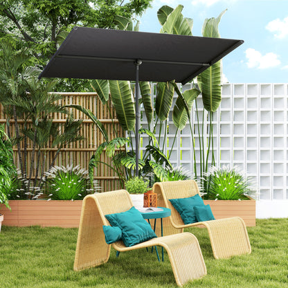 Rotatable 180 Degree Garden Umbrella with Adjustable Height, Aluminum Mast, Market Umbrella, Sun Protection, Cantilever Umbrella, Parasol, Balcony Umbrella, Sun Umbrella for Balcony 150x205cm Dark Gray