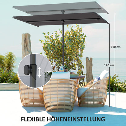 Rotatable 180 Degree Garden Umbrella with Adjustable Height, Aluminum Mast, Market Umbrella, Sun Protection, Cantilever Umbrella, Parasol, Balcony Umbrella, Sun Umbrella for Balcony 150x205cm Dark Gray