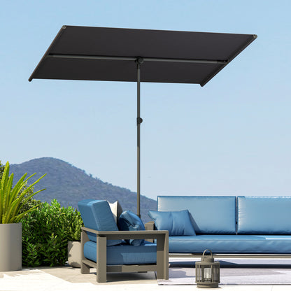 Rotatable 180 Degree Garden Umbrella with Adjustable Height, Aluminum Mast, Market Umbrella, Sun Protection, Cantilever Umbrella, Parasol, Balcony Umbrella, Sun Umbrella for Balcony 150x205cm Dark Gray