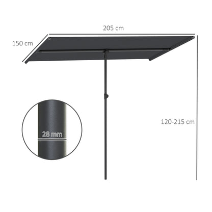 Rotatable 180 Degree Garden Umbrella with Adjustable Height, Aluminum Mast, Market Umbrella, Sun Protection, Cantilever Umbrella, Parasol, Balcony Umbrella, Sun Umbrella for Balcony 150x205cm Dark Gray