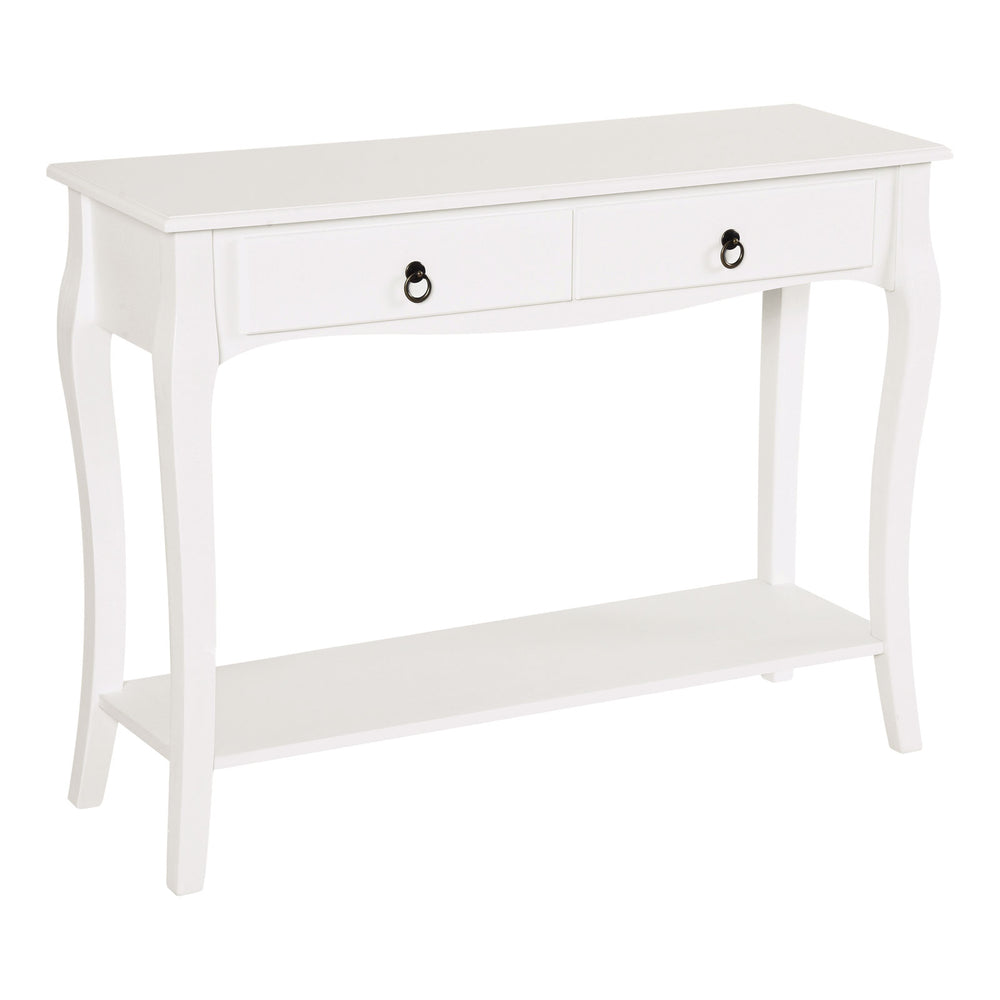 HOMCOM Konsolentisch Sideboard für Wohnzimmer und Flur, Akzenttisch mit Schubladen und Regal, elegantes Design 100x33x75cm Hochglanz Weiß