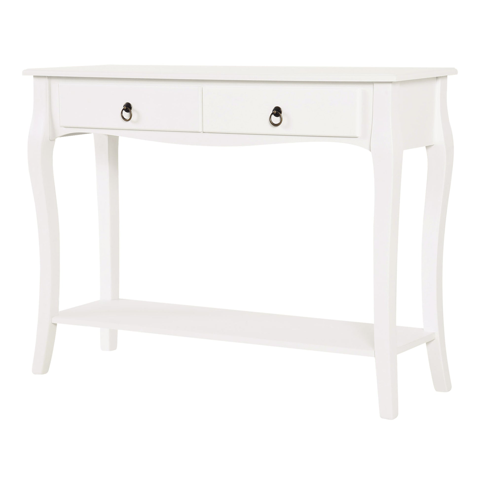 Console Table Sideboard for Living Room Entryway Accent Table with Drawers and Shelf Elegant Design 100x33x75cm White Gloss Wood Color
