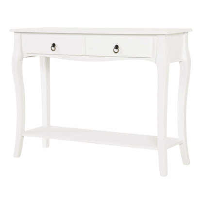 Console Table Sideboard for Living Room Entryway Accent Table with Drawers and Shelf Elegant Design 100x33x75cm White Gloss Wood Color
