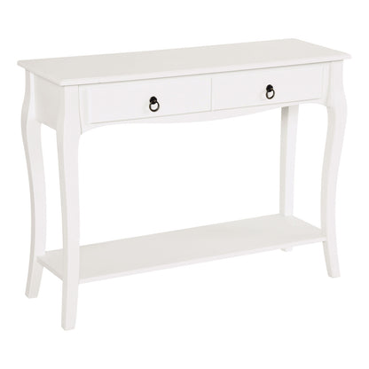 Console Table Sideboard for Living Room Entryway Accent Table with Drawers and Shelf Elegant Design 100x33x75cm White Gloss Wood Color