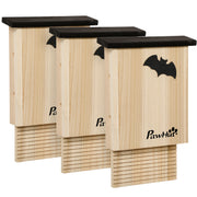 Bat Box 3-Piece Set, Bat House, Bat Nesting Box, Bat Box for Hanging for Summer, Winter, Natural Fir Wood, 25cm x 6cm x 37.5cm, Natural