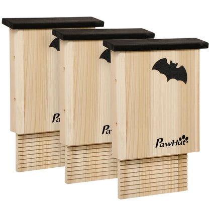 Bat Box 3-Piece Set, Bat House, Bat Nesting Box, Bat Box for Hanging for Summer, Winter, Natural Fir Wood, 25cm x 6cm x 37.5cm, Natural