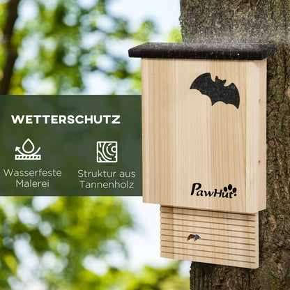 Bat Box 3-Piece Set, Bat House, Bat Nesting Box, Bat Box for Hanging for Summer, Winter, Natural Fir Wood, 25cm x 6cm x 37.5cm, Natural