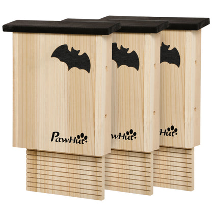 Bat Box 3-Piece Set, Bat House, Bat Nesting Box, Bat Box for Hanging for Summer, Winter, Natural Fir Wood, 25cm x 6cm x 37.5cm, Natural