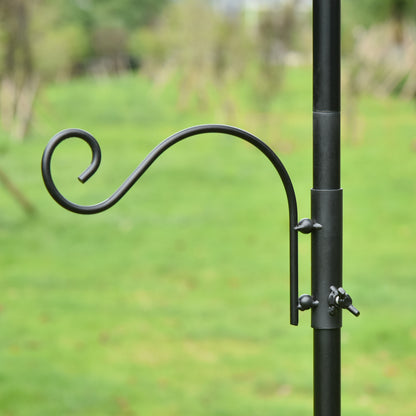 Bird Feeding Station 208 cm Height incl. 4 Hooks Feeding Dish Bird Bath Bird Feeder Station Complete Food Pillars Steel Black