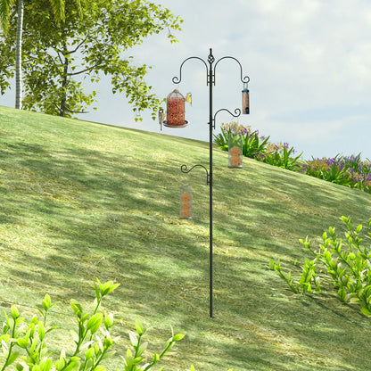 Bird Feeding Station 208 cm Height incl. 4 Hooks Feeding Dish Bird Bath Bird Feeder Station Complete Food Pillars Steel Black