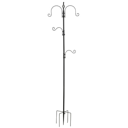 Bird Feeding Station 208 cm Height incl. 4 Hooks Feeding Dish Bird Bath Bird Feeder Station Complete Food Pillars Steel Black